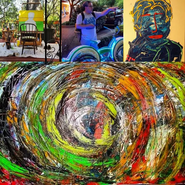 Artist with Bicycle Collage